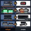 Nilight 8PCS LED Strobe lights 12V Sync Feature Amber White 12 24LED Emergency Hazard Warning Lights with Controller for Cars Trucks RVs Campers, 2 Years Warranty(Green Lights w/Controller 8Pcs)