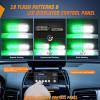 Nilight 8PCS LED Strobe lights 12V Sync Feature Amber White 12 24LED Emergency Hazard Warning Lights with Controller for Cars Trucks RVs Campers, 2 Years Warranty(Green/White Lights w/Controller 8Pcs)