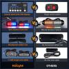 Nilight 8PCS LED Strobe lights 12V Sync Feature Amber White 12 24LED Emergency Hazard Warning Lights with Controller for Cars Trucks RVs Campers, 2 Years Warranty(Red/Blue)