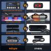 Nilight 8PCS LED Strobe lights 12V Sync Feature Amber White 12 24LED Emergency Hazard Warning Lights with Controller for Cars Trucks RVs Campers, 2 Years Warranty(Red/Blue with Controller)