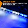 Nilight Traffic Advisor Emergency Strobe Light Bar 35Inch 32LED 21 Flash Patterns Directional Safety Warning Lights with Cigar Lighter on Trucks Police Cars Construction Vehicles(Blue Mix White)