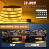 Nilight Truck Tailgate Light Strip 7 Inch Aluminum Frame Double Row 60 LED Red Running Brake Amber Sequential Turn Signals Strobe Lights Bar for Trailer Hitch Cargo Carrier Luggage Rack(Amber)