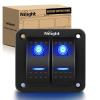 Nilight – 90109D 4 Gang Aluminum Rocker Switch Panel Toggle Dash 5 Pin ON/Off Pre-Wired Rocker Switch Blue Backlit Switch for Automotive Car Marine Boat RV,2 Years Warranty(Blue)
