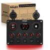 Nilight – 90125E 5 Gang Multi Function Rocker Switch Green Backlit Dual USB Charger + Digital Voltmeter +12V Outlet Pre-Wired Switch Panel with Inline Fuse for RVs Cars Boats Trucks Trailers(Red)