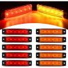 Nilight 10 PCS Amber Red 3.8 Inch 6 LED Side Marker Front Rear Indicator Clearance Lamp for 12V Truck Trailer RV Cab Boat Bus Lorry(Amber/Red -Universal)