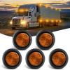 Nilight 10 PCS Round Side Marker Clearance Light 4 LED Flush Mount with Plug Grommet Pigtail Hardwired for Trailer Truck RV (Amber+Red)(Amber 5Pcs 4LED)