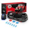 Nilight 16AWG LED Light Bar Wiring Harness Kit 12V On/Off 2 Gang Rocker Switch Panel Power Relay Blade Fuse 5Pin Toggle Switches for Cars Boat ATV Trucks-4 Leads(16AWG Wiring Harness-3 Leads)