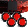 Nilight 2.5Inch Round Marker Light 4PCS Red 13LED Clearance Lights Flush Mount with Plug Grommet Pigtail Hardwired DOT Compliant for 12V Truck Trailer Tractor Buses Vans Boat(Red 4cs)