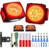 Nilight 2PCS Square LED Trailer Light Kit Low Profile Submersible IP68 Stop Turn Tail Side Marker License Lamps for 12V Utility Boat Camper RV Trucks Marine Snowmobile(Halo Glow Trailer Light Kit)