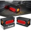 Nilight 2PCS Steel Trailer Light Boxes Housing Kit w/6Inch Oval Red LED Trailer Tail Lights 2 Inch Round Red LED Side Marker Lights w/Grommet Plugs Wire connectors(Red Oval+ Amber Marker Trailer Light Box)