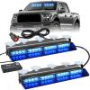 Nilight 32LED White Emergency Dash Strobe Lights with Controller Suction Cups Warning Hazard Interior Front/Rear Windshield Deck Split Light Bar for Trucks Construction Vehicles(Blue)