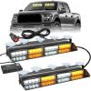 Nilight 32LED White Emergency Dash Strobe Lights with Controller Suction Cups Warning Hazard Interior Front/Rear Windshield Deck Split Light Bar for Trucks Construction Vehicles(Amber and White)