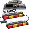 Nilight 32LED White Emergency Dash Strobe Lights with Controller Suction Cups Warning Hazard Interior Front/Rear Windshield Deck Split Light Bar for Trucks Construction Vehicles(Amber and Red)