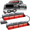 Nilight 32LED White Emergency Dash Strobe Lights with Controller Suction Cups Warning Hazard Interior Front/Rear Windshield Deck Split Light Bar for Trucks Construction Vehicles(Red)