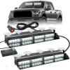 Nilight 32LED White Emergency Dash Strobe Lights with Controller Suction Cups Warning Hazard Interior Front/Rear Windshield Deck Split Light Bar for Trucks Construction Vehicles(White)