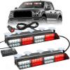 Nilight 32LED White Emergency Dash Strobe Lights with Controller Suction Cups Warning Hazard Interior Front/Rear Windshield Deck Split Light Bar for Trucks Construction Vehicles(Red and White)