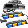 Nilight 32LED White Emergency Dash Strobe Lights with Controller Suction Cups Warning Hazard Interior Front/Rear Windshield Deck Split Light Bar for Trucks Construction Vehicles(Amber and Blue)