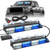Nilight 32LED White Emergency Dash Strobe Lights with Controller Suction Cups Warning Hazard Interior Front/Rear Windshield Deck Split Light Bar for Trucks Construction Vehicles(Blue and White)