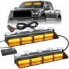 Nilight 32LED White Emergency Dash Strobe Lights with Controller Suction Cups Warning Hazard Interior Front/Rear Windshield Deck Split Light Bar for Trucks Construction Vehicles(Amber)
