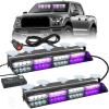 Nilight 32LED White Emergency Dash Strobe Lights with Controller Suction Cups Warning Hazard Interior Front/Rear Windshield Deck Split Light Bar for Trucks Construction Vehicles(Purple and White)