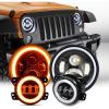Nilight 4 Inch LED Fog Light Assembly Compatible with 2007 2008 2009 2010 2011 2012 2013 2014 2015 2016 2017 2018 Jeep Wrangler JK Unlimited JKU w/Conversion Cable Clear Lamps(JK Healight +Fog Light 4Pcs White Amber)