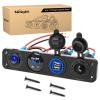 Nilight 4 in 1 ON/Off Charger Socket Panel PD Type C and QC 3.0 USB Power Outlet LED Voltmeter Cigarette Lighter Rocker Toggle Switches for Truck Car Boats RV(Blue)