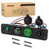 Nilight 4 in 1 ON/Off Charger Socket Panel PD Type C and QC 3.0 USB Power Outlet LED Voltmeter Cigarette Lighter Rocker Toggle Switches for Truck Car Boats RV(Green)