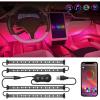 Nilight 48 LEDs DC 5V Multicolor Music Car Strip Light Under Dash Lighting Kit with Sound Active Function and Wireless Remote Control, 2 Years Warranty, 4PCS USB Interior Lights(4PCS USB Interior Lights-APP)