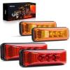 Nilight 4PCS 3.9 Inch 3 Led Truck Trailer Light Front Rear LED Side Marker Lights Clearance Indicator Lamp Waterproof Sealed Surface Mounted LED Marker Light(Amber/Red 4PCS -Universal)
