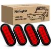 Nilight 4PCS 6″ Oval LED Trailer Tail Lights 4PCS 10 LED w/Flush Mount Grommets Plugs Reverse/Back Up Trailer Lights for RV Truck Jeep(Red)