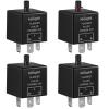 Nilight 4PCS Flasher Relay Adjustable 2 Pin Electronic Blinker Relay 12V Fixes Motorcycle Turn Signal and Hazard Warn Hyper Blink Flash or No Flash for LED and Halogen Bulbs, 2 Years Warranty(4 Pin Blinker Relay)