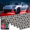 Nilight 4Pcs Car Underglow Neon Accent Strip Lights 252 LEDs RGB 8 Color Sound Active Function Music Mode with Wireless Remote Control Underbody Light Strips for Cars Van SUV Truck(8Pcs Aluminum Underglow Strip Lights RGB)