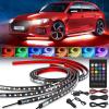 Nilight 4Pcs Car Underglow Neon Accent Strip Lights 252 LEDs RGB 8 Color Sound Active Function Music Mode with Wireless Remote Control Underbody Light Strips for Cars Van SUV Truck(Underglow Light Strip RGB)