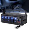Nilight 5 Gang Rocker Switch Box 12V SPST ON Off Switches PD Type C and QC 3.0 USB Charger Voltmeter Waterproof Aluminum Panel DIY Stickers for Boats Cars RVs Trucks(Type C +USB +Box Blue)