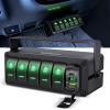 Nilight 5 Gang Rocker Switch Box 12V SPST ON Off Switches PD Type C and QC 3.0 USB Charger Voltmeter Waterproof Aluminum Panel DIY Stickers for Boats Cars RVs Trucks(Green+Box)