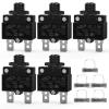 Nilight 5PCS 10 Amps Thermal Circuit Breaker 125/250V AC 65V DC Push Button Manual Reset Overload Protector Waterproof Cap Auto Trip Resettable for Industrial 12-24V Auto Cars(5Amp-5Pcs)