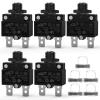 Nilight 5PCS 10 Amps Thermal Circuit Breaker 125/250V AC 65V DC Push Button Manual Reset Overload Protector Waterproof Cap Auto Trip Resettable for Industrial 12-24V Auto Cars(5/10/15/20/30Amp-5Pcs)