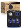 Nilight 6 Gang Rocker Switch Panel Laser Etched Aluminum LED Light Bar with Cigarette Lighter and Dual USB Charger Voltmeter for 12V-24V Cars Trailers UTV Boats RVs Campers(3 Gang USB+Voltmeter)