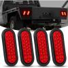 Nilight 6 Inch Oval Amber LED Trailer Tail Lights 2PCS W/Flush Mount Grommets Plugs IP67 Waterproof Turn Signals Lamp for 12V RV Camper Truck Jeep(4Pcs Red 24Led Lights)