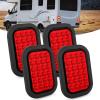 Nilight 6 Inch Oval Amber LED Trailer Tail Lights 2PCS W/Flush Mount Grommets Plugs IP67 Waterproof Turn Signals Lamp for 12V RV Camper Truck Jeep(4Pcs Red 24Led Lights 5x3Inch)