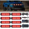 Nilight 8PCS LED Strobe lights 12V Sync Feature Amber White 12 24LED Emergency Hazard Warning Lights with Controller for Cars Trucks RVs Campers, 2 Years Warranty(Red with Controller)