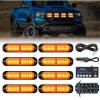 Nilight 8PCS LED Strobe lights 12V Sync Feature Amber White 12 24LED Emergency Hazard Warning Lights with Controller for Cars Trucks RVs Campers, 2 Years Warranty(Amber with Controller)