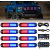 Nilight 8PCS LED Strobe lights 12V Sync Feature Amber White 12 24LED Emergency Hazard Warning Lights with Controller for Cars Trucks RVs Campers, 2 Years Warranty(Red/Blue with Controller)
