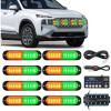 Nilight 8PCS LED Strobe lights 12V Sync Feature Amber White 12 24LED Emergency Hazard Warning Lights with Controller for Cars Trucks RVs Campers, 2 Years Warranty(Amber/Green with Controller)