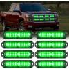 Nilight 8PCS LED Strobe lights 12V Sync Feature Amber White 12 24LED Emergency Hazard Warning Lights with Controller for Cars Trucks RVs Campers, 2 Years Warranty(Green Lights 8Pcs)