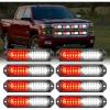 Nilight 8PCS LED Strobe lights 12V Sync Feature Amber White 12 24LED Emergency Hazard Warning Lights with Controller for Cars Trucks RVs Campers, 2 Years Warranty(Red/White Lights 8Pcs)