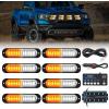 Nilight 8PCS LED Strobe lights 12V Sync Feature Amber White 12 24LED Emergency Hazard Warning Lights with Controller for Cars Trucks RVs Campers, 2 Years Warranty(Amber/White with Controller)