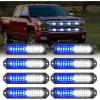 Nilight 8PCS LED Strobe lights 12V Sync Feature Amber White 12 24LED Emergency Hazard Warning Lights with Controller for Cars Trucks RVs Campers, 2 Years Warranty(Blue/White Lights 8Pcs)