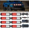 Nilight 8PCS LED Strobe lights 12V Sync Feature Amber White 12 24LED Emergency Hazard Warning Lights with Controller for Cars Trucks RVs Campers, 2 Years Warranty(Red/White with Controller)