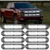 Nilight 8PCS LED Strobe lights 12V Sync Feature Amber White 12 24LED Emergency Hazard Warning Lights with Controller for Cars Trucks RVs Campers, 2 Years Warranty(White Lights 8Pcs)